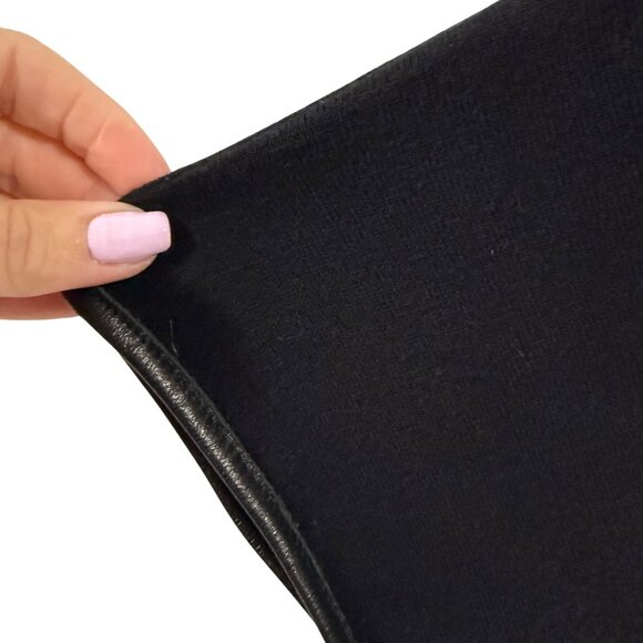 Alice + Olivia Air‎ Black Lamb Leather Trimmed Blouse Size M - Picture 2 of 12